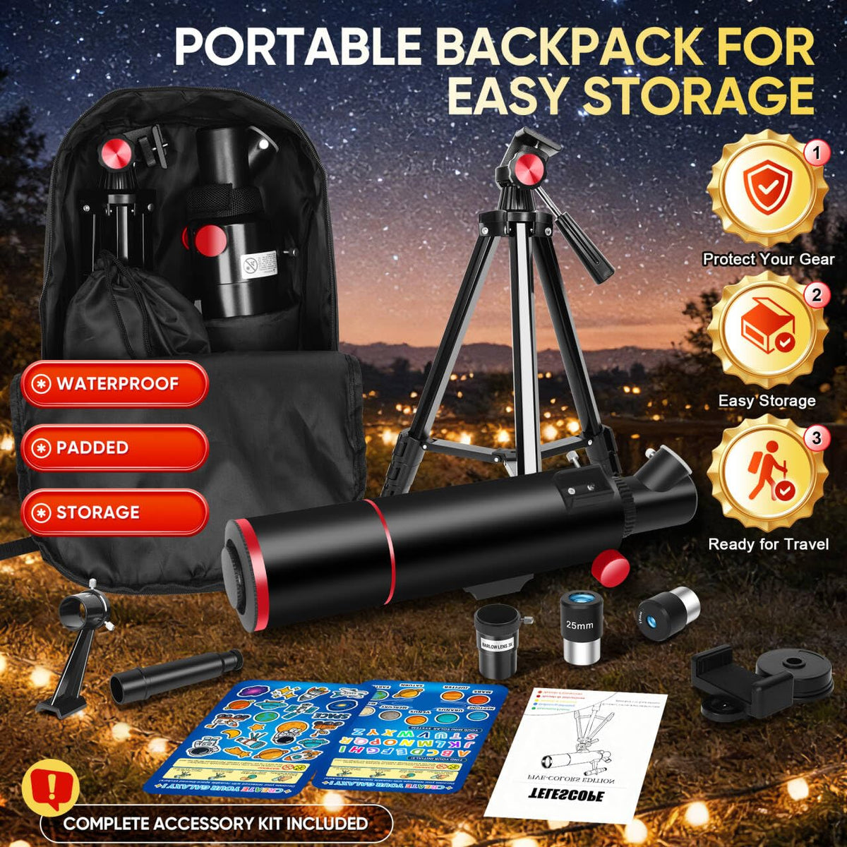 HETEKAN phone adapter enables quick phone photos of celestial or terrestrial scenes.