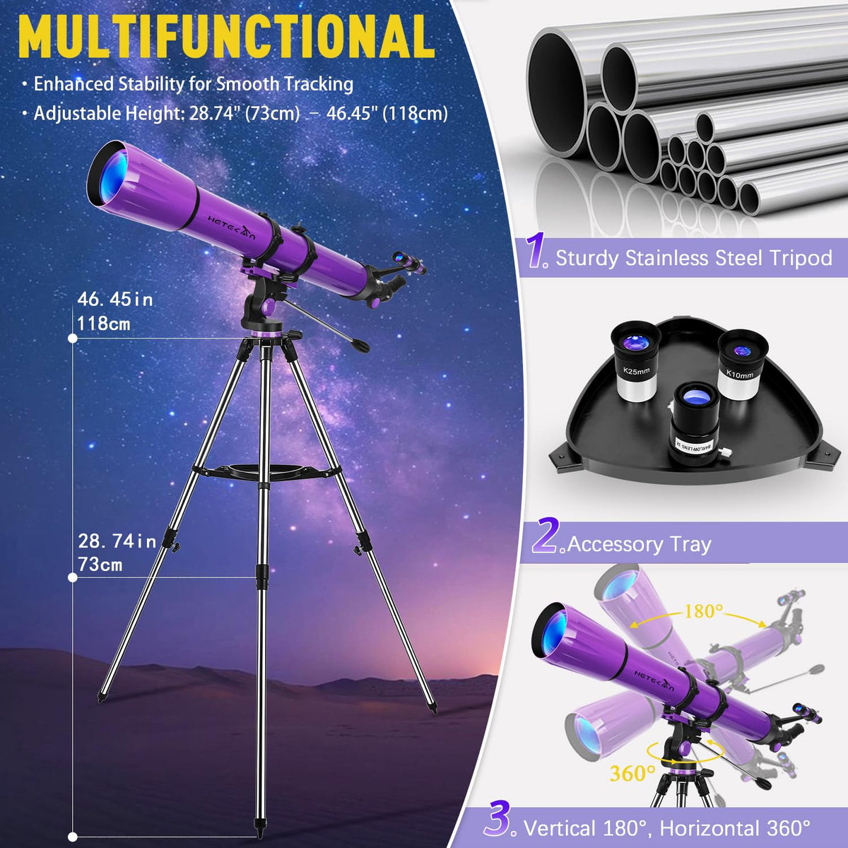 HETEKAN 3x Barlow lens expanding viewing options on telescope