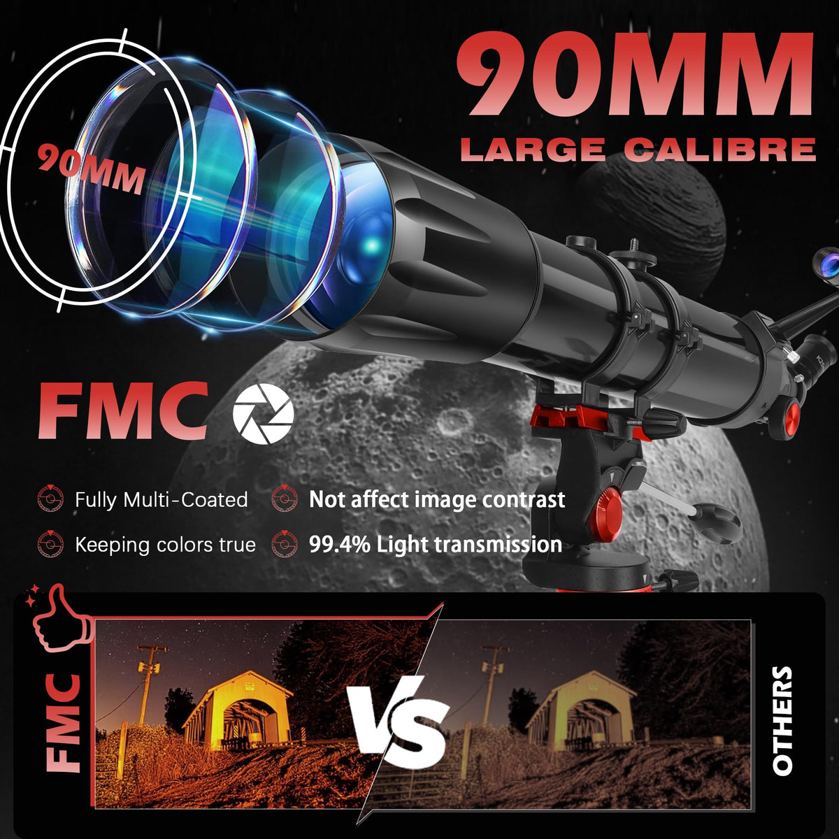 HETEKAN telescope 900mm refractor offers clear targets for beginners and curious observers.