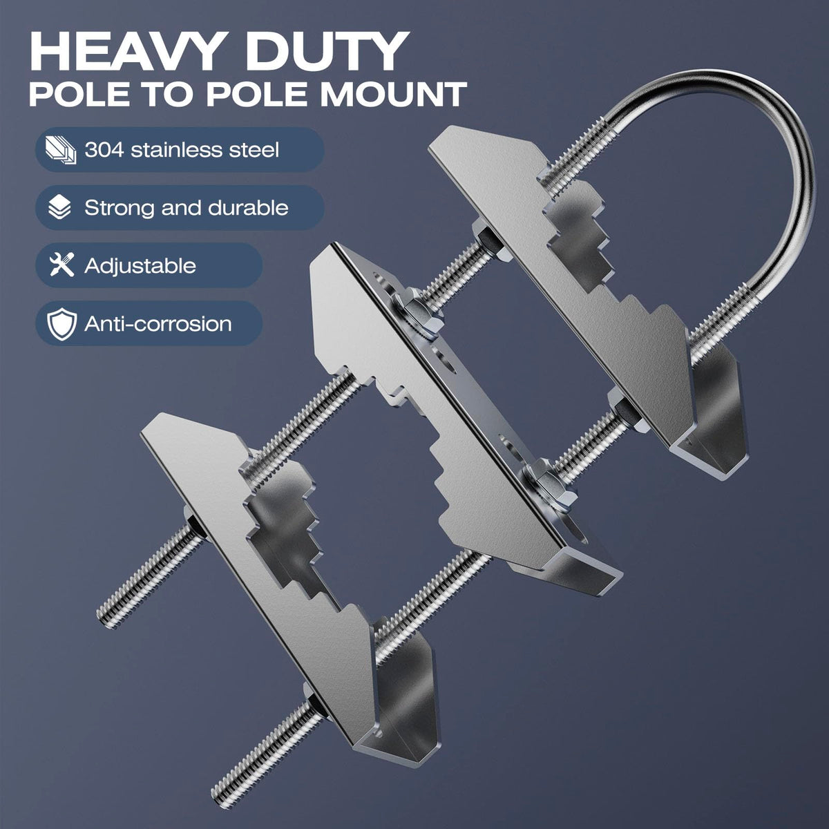 HEVIDUBANA four heavy-duty alligator clamps secure mast attachment.