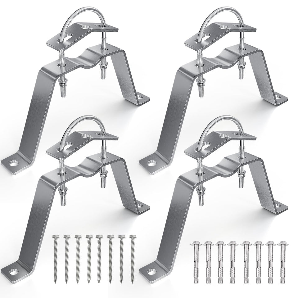 HEVIDUBANA 4-Inch antenna wall mount kit in 304 stainless steel for rugged outdoor use.