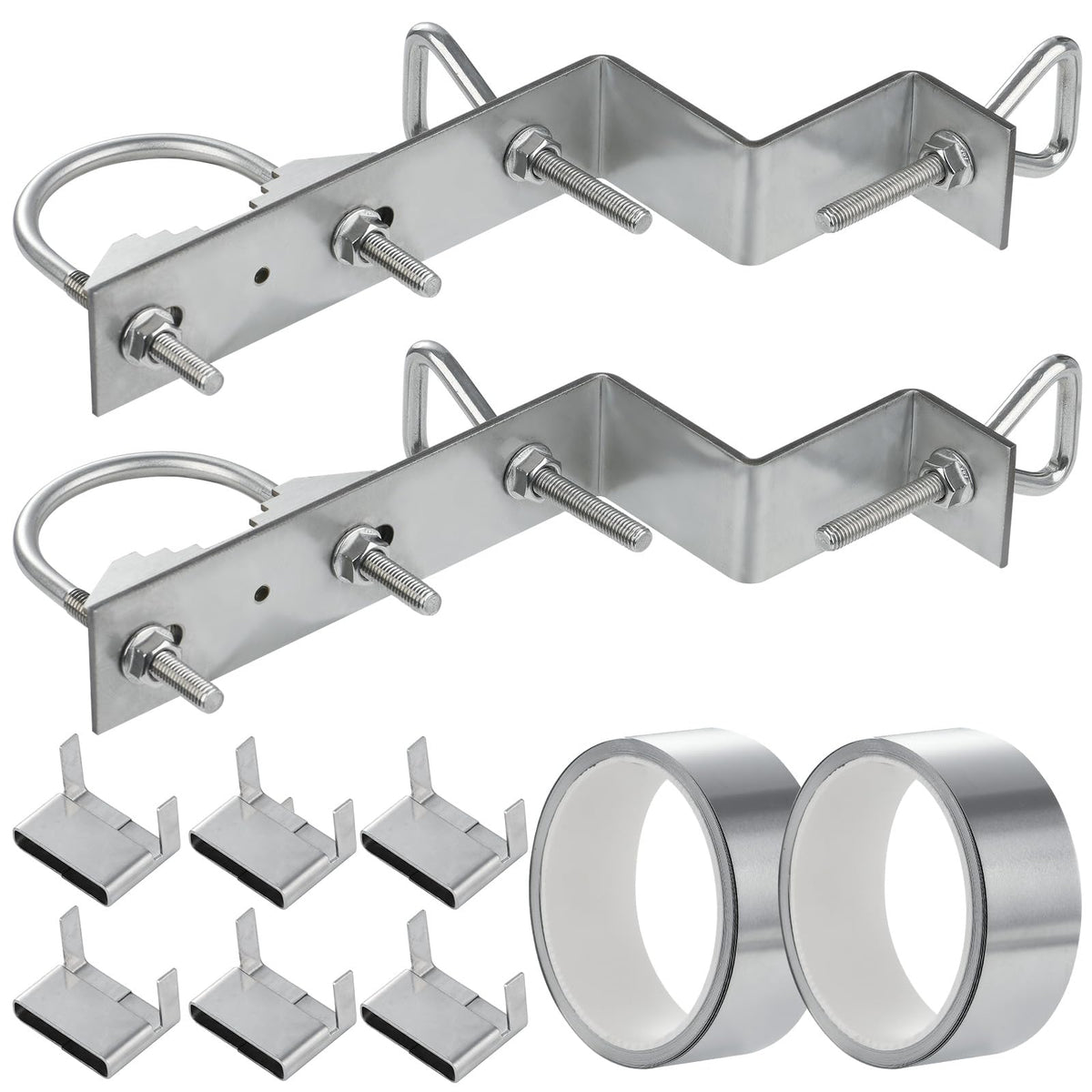 HEVIDUBANA front packaging showing two complete chimney mount kits and benefits of corrosion resistance