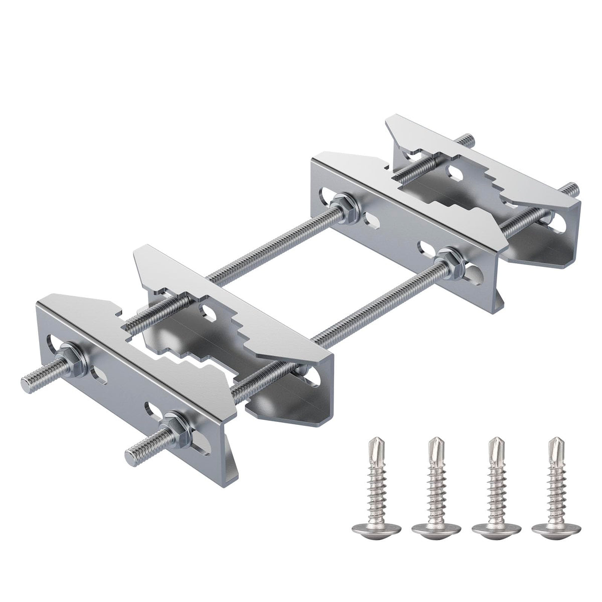 HEVIDUBANA front view of stainless steel pole-to-pole mount showing build strength