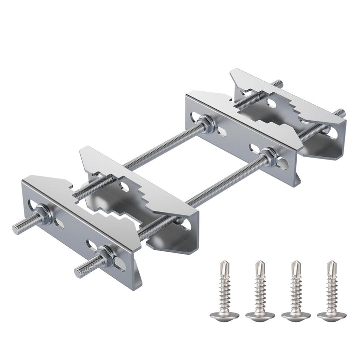 HEVIDUBANA front view of stainless steel pole-to-pole mount showing build strength