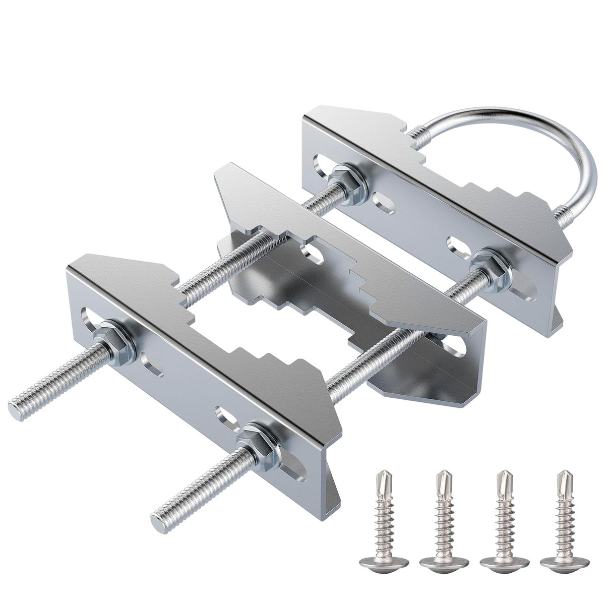HEVIDUBANA heavy-duty pole-to-pole mount in stainless steel for durable antenna setup.