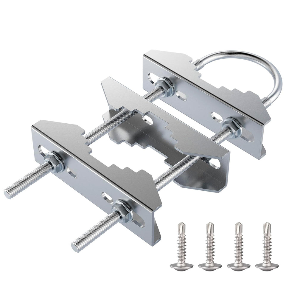 HEVIDUBANA heavy-duty pole-to-pole mount in stainless steel for durable antenna setup.