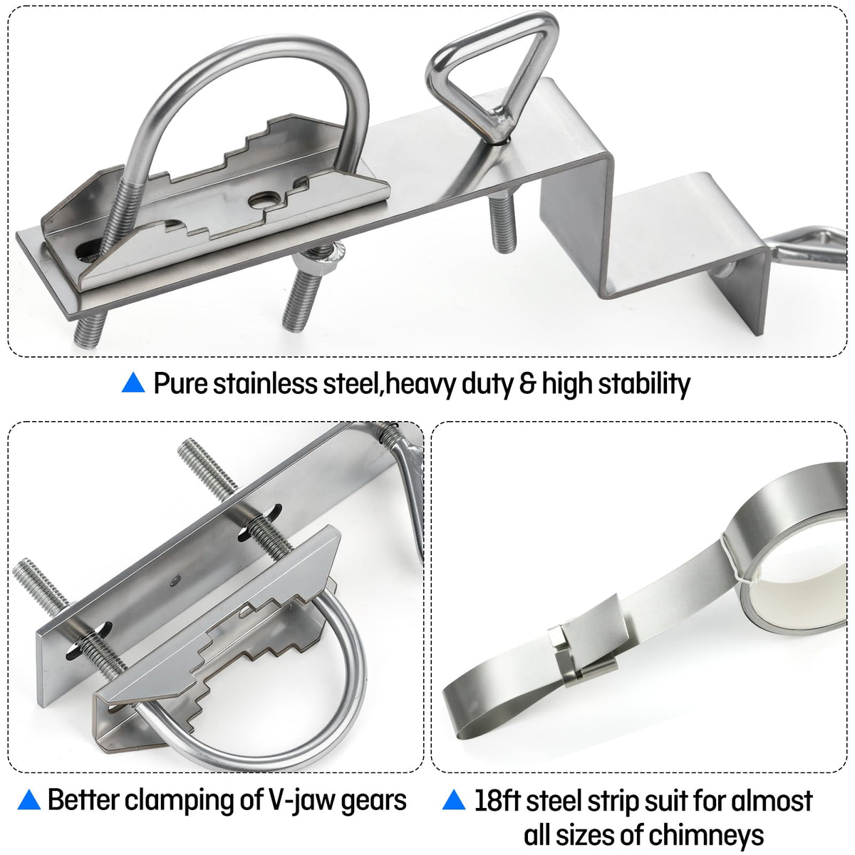 HEVIDUBANA mast clamped to chimney demonstrating secure fit and reduced antenna movement