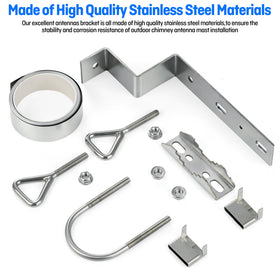 HEVIDUBANA package contents laid out to show included brackets, straps, clamps and fasteners for easy installation