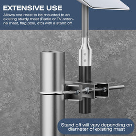 HEVIDUBANA stainless steel mast bracket kit resists corrosion for permanent setups.