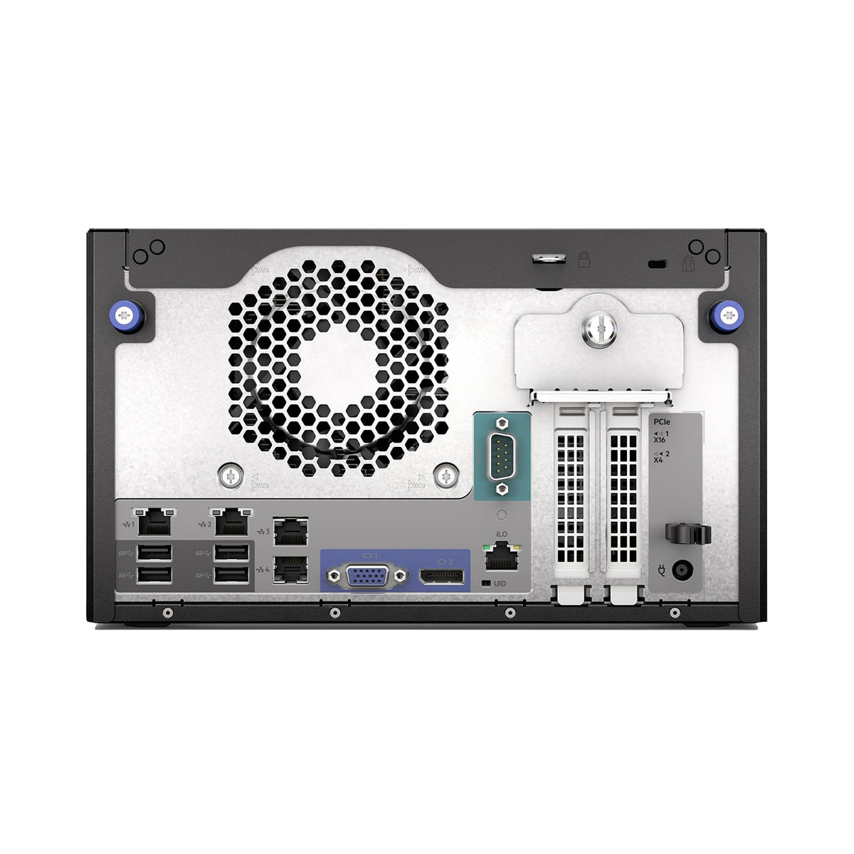 HPE ProLiant Gen11 tower rear panel showing cable management for tidy racks.