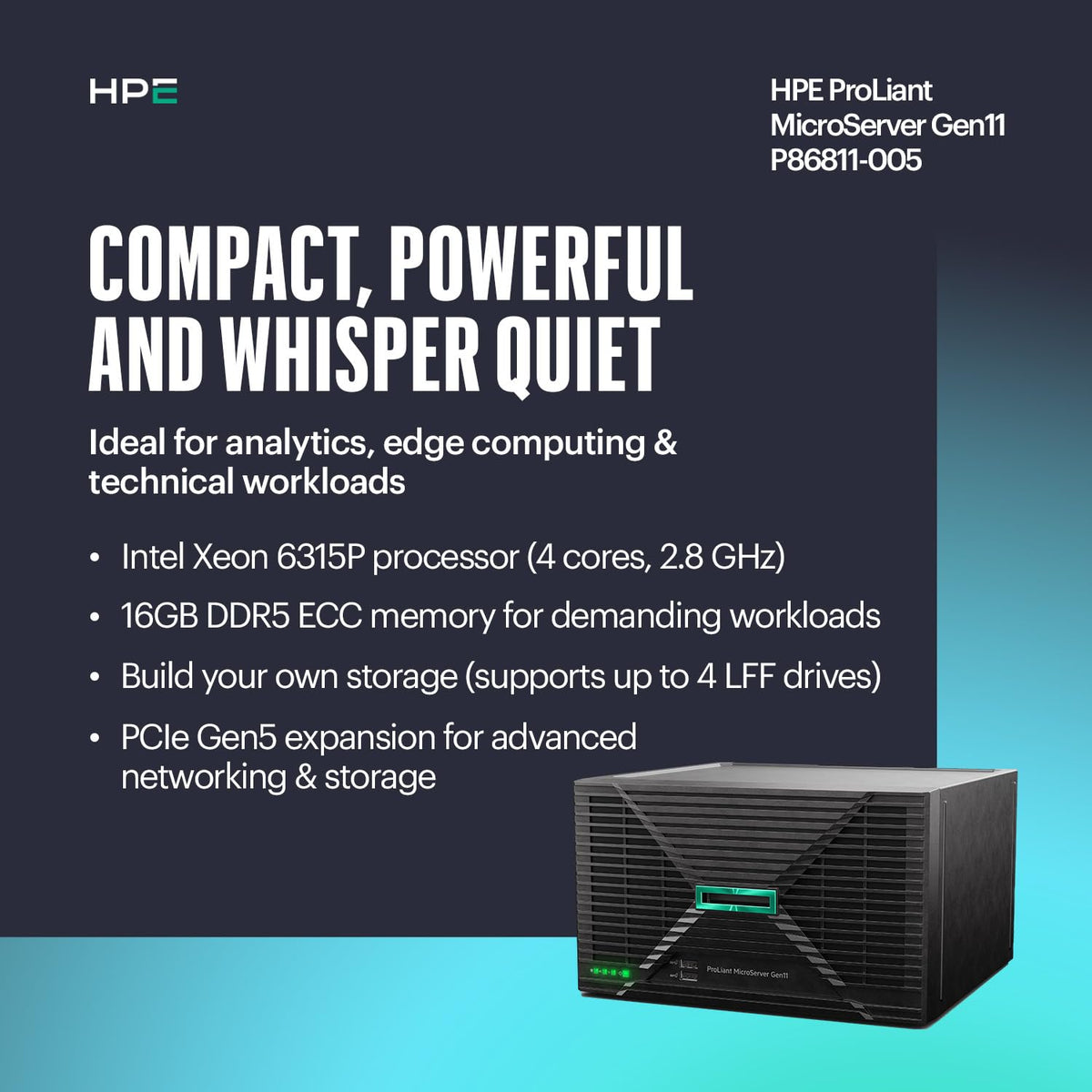 HPE Gen11 server with 16GB DDR5 memory ready for upgrade