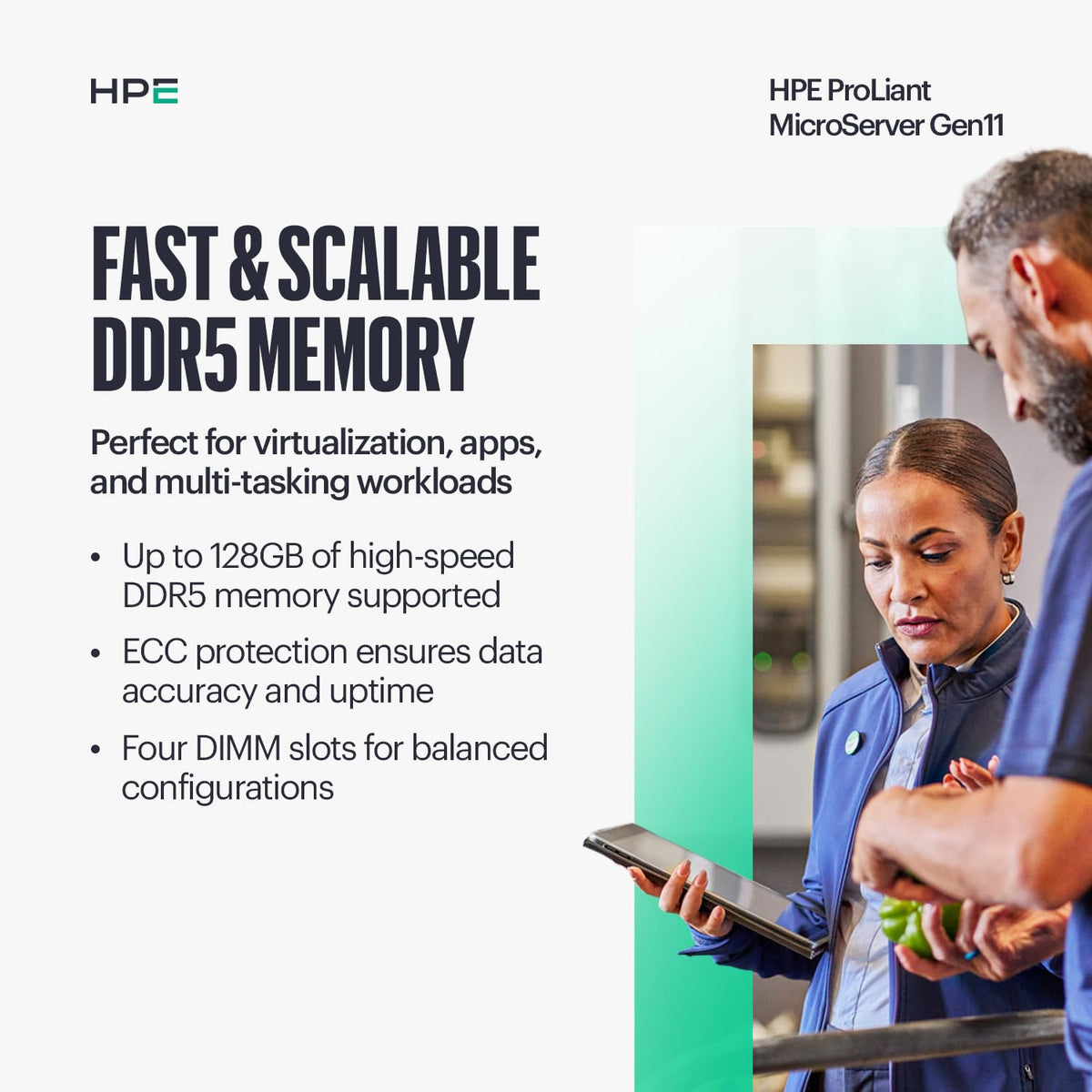 Two PCIe slots and four drive bays enable scalable storage