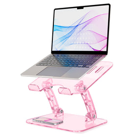 HEWYIOS pink acrylic laptop stand with stable support for laptops