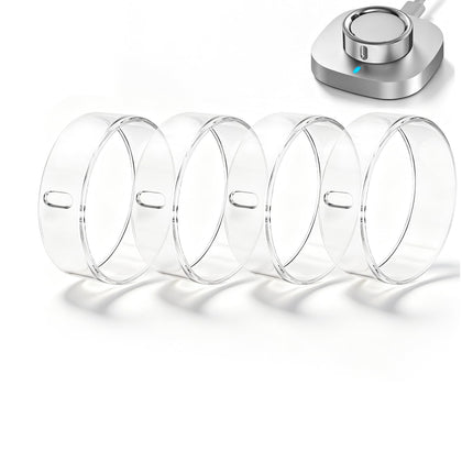 Hexasider 4-pack ring covers on Oura Gen4, premium metallic finish enhances style.