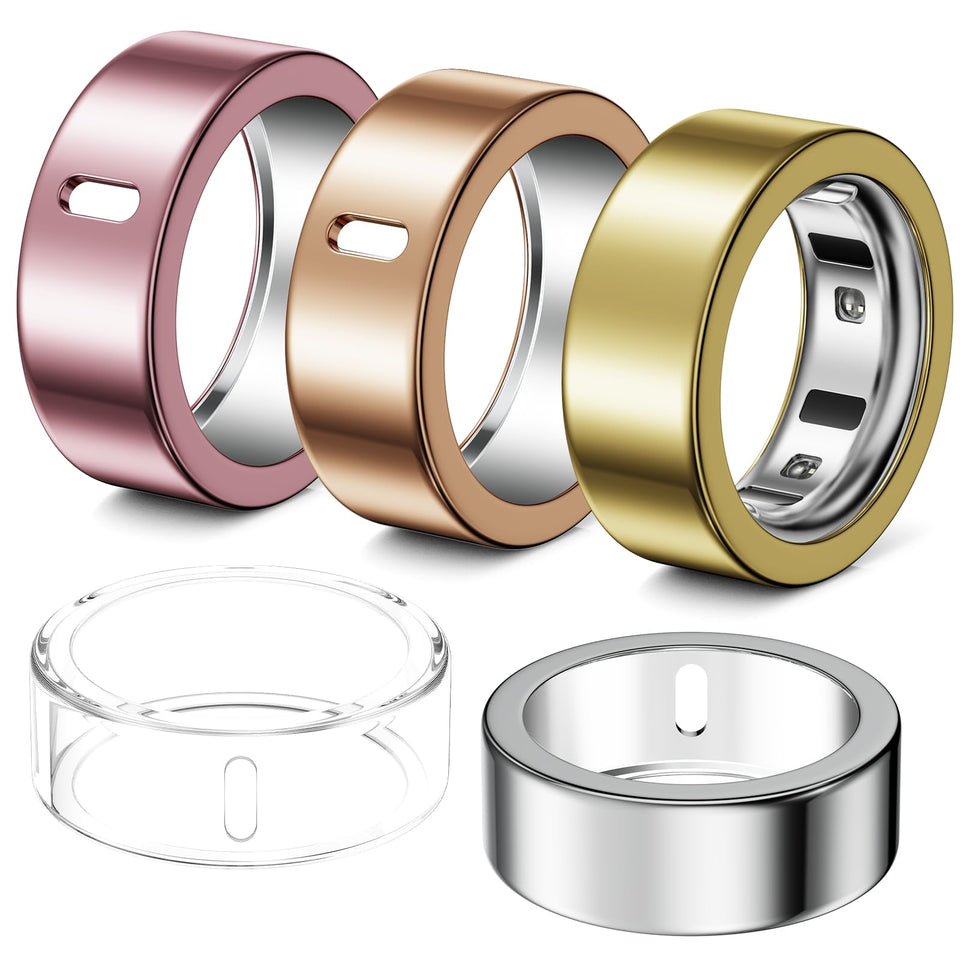 Hexasider 5-pack ring cover pack shot for Oura compatibility and slim protection.