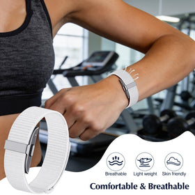 Hexasider band on wrist during run demonstrating secure fit and sweat handling