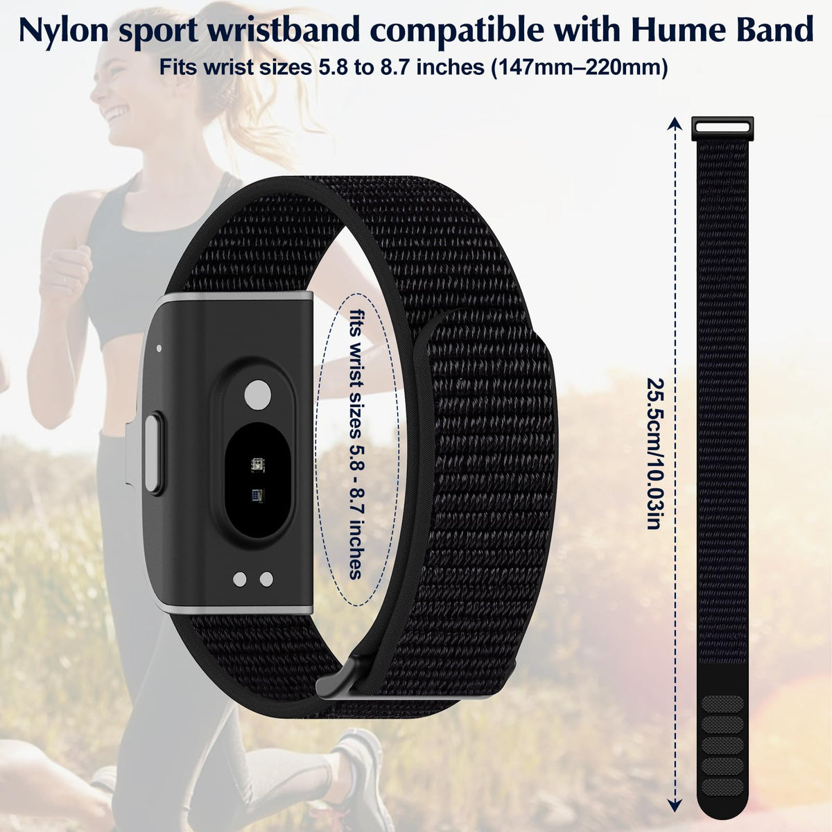 Hexasider Hume band strap adjustable closure for a perfect fit.