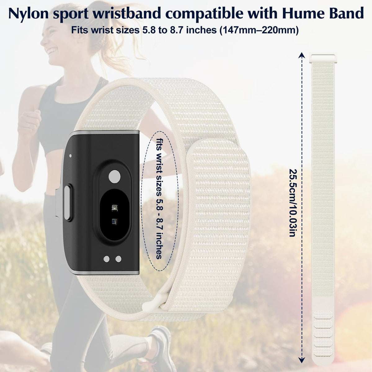 Hexasider Hume nylon strap shows adjustable fit for comfortable wrist wear