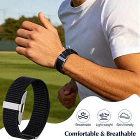 Hexasider Hume nylon strap texture highlights soft breathable fabric against skin