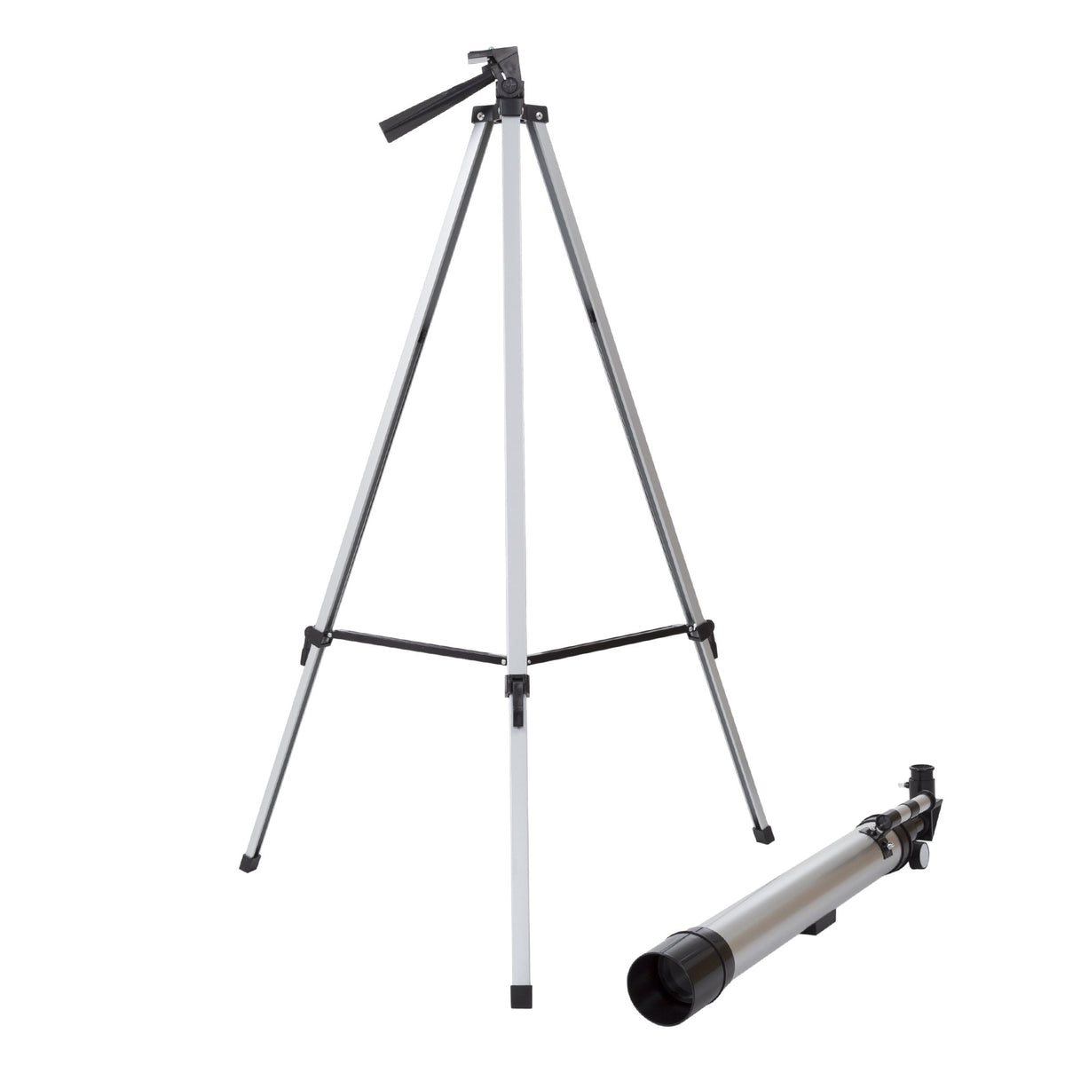 HEY! PLAY! telescope in backyard use with person observing demonstrating portability