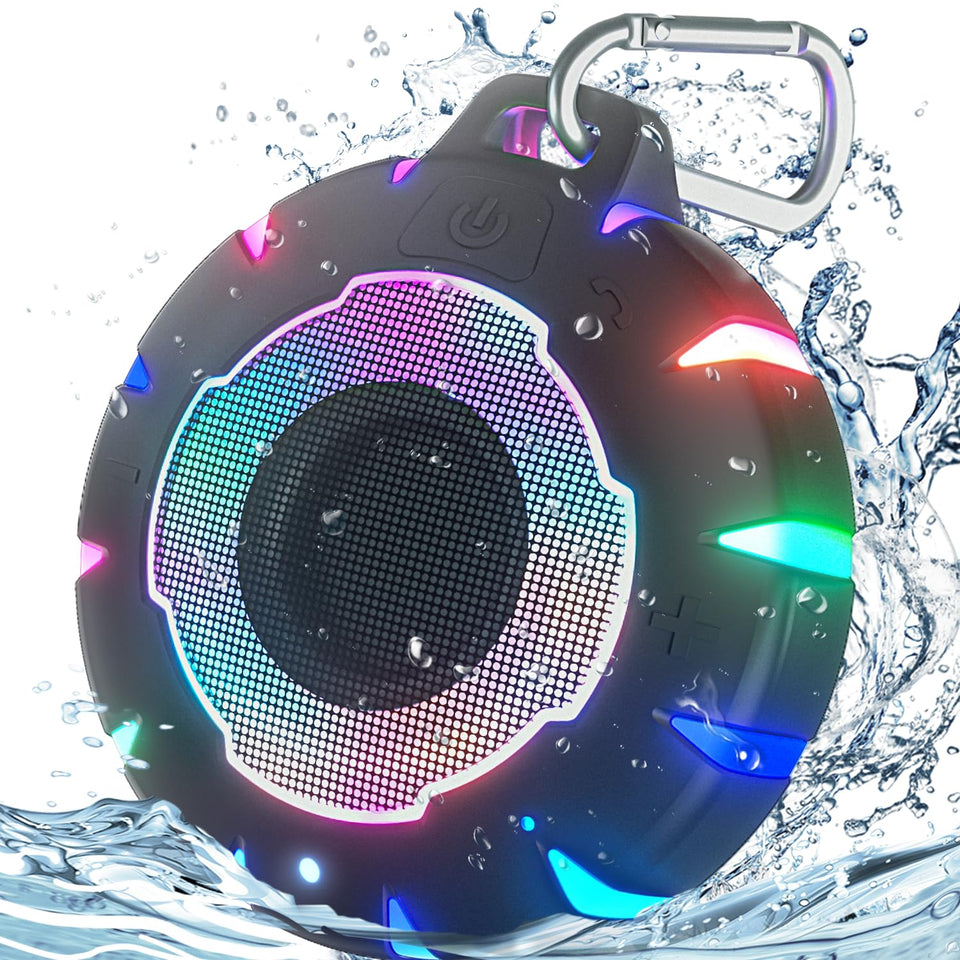 HEYSONG speaker front view showing waterproof design and clear branding