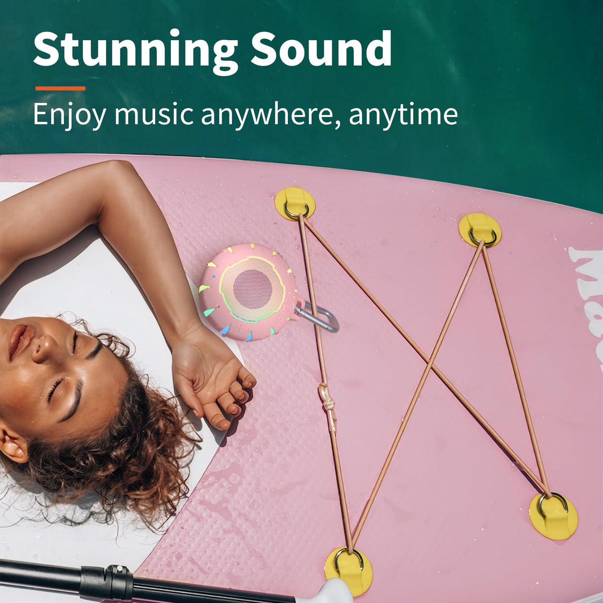 HEYSONG placed poolside showing safe splashproof playback benefit