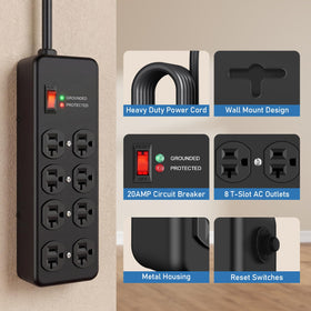 HEZI close-up of 6ft 12AWG cord and 5-20P plug providing high-current capability and secure connection