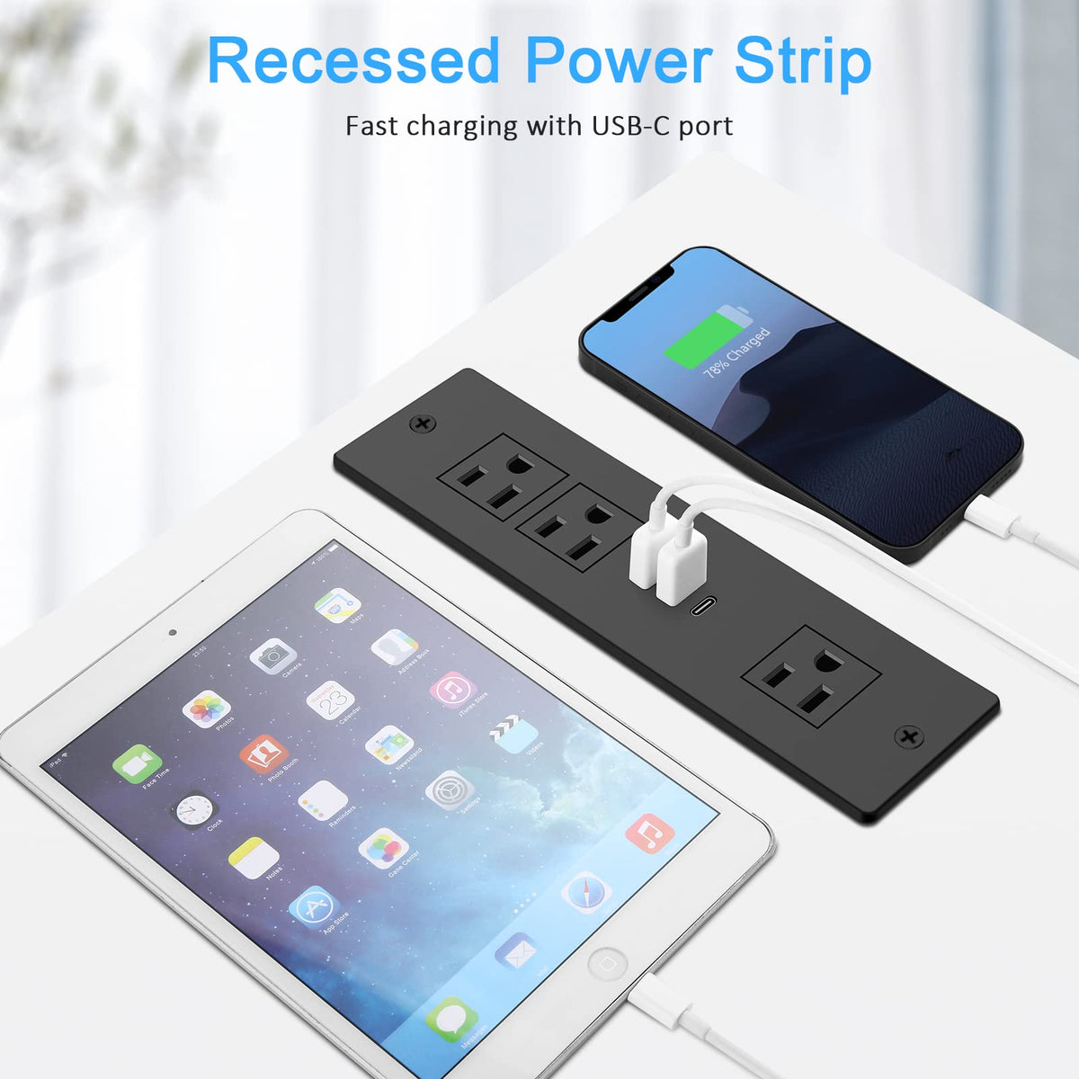 HEZI 3ft flat extension cord runs cleanly under carpet.