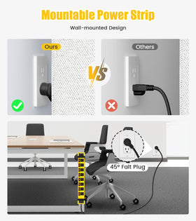 HEZI flat 45-degree plug pictured fitting behind furniture to save space and simplify placement