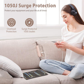 HEZI 5-in-1 recessed power strip with USB-C for sofa and bed use.