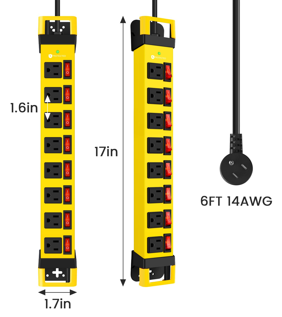 HEZI six-foot extension cord showing reach advantage to distant outlets and flexible positioning