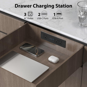 HEZI view of three AC outlets with wide spacing to fit large adapters easily