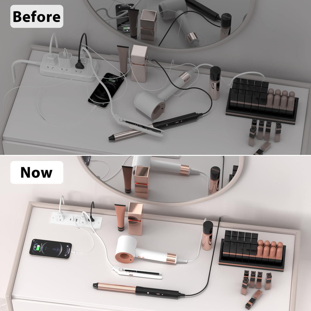 HEZI three AC outlets showing wide spacing to accommodate large plugs