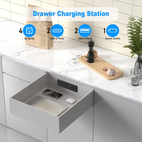 HEZI flat plug angled behind furniture saving space and easing installation