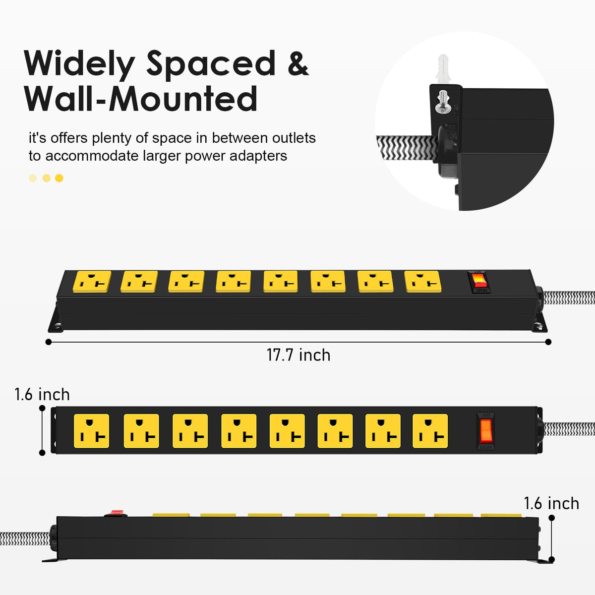 HEZI 15ft 12AWG cord close-up showing heavy-duty gauge for reliable current delivery