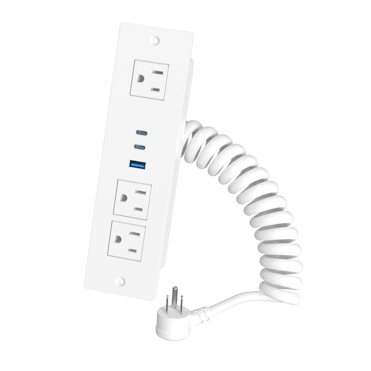 HEZI front view of flush-mounted outlet showing neat furniture integration and easy access