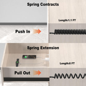 HEZI installed in drawer organizing chargers and hiding cables for tidy space