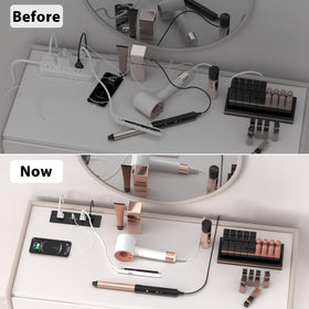 HEZI installed in drawer providing hidden charging and decluttered surface