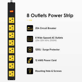 HEZI power strip mounted on a workbench demonstrating secure installation and workspace safety