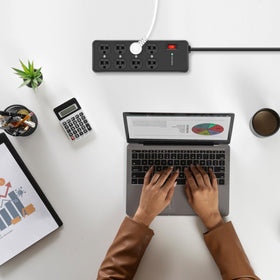 HEZI power strip in an office and workshop scenario for versatile use