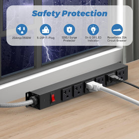 HEZI power strip mounting holes enable quick, stable placement on desks or walls