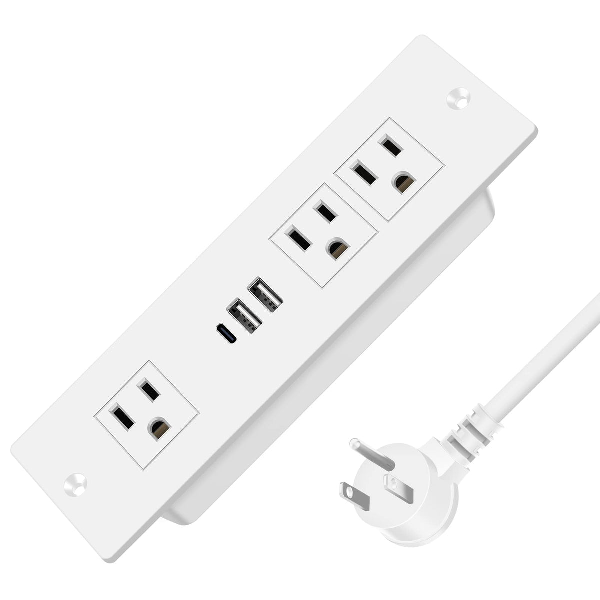 HEZI recessed power strip desktop outlet keeps cables tidy and accessible.