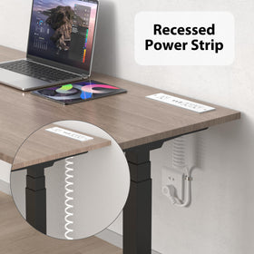 HEZI side profile revealing recessed depth and low-profile fit for desktops