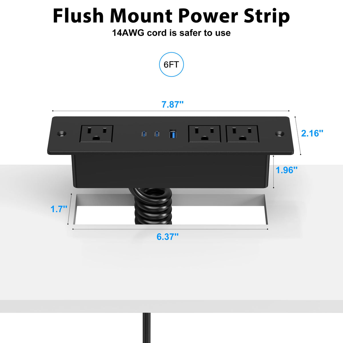 HEZI size comparison with ruler illustrating compact recessed dimensions for furniture
