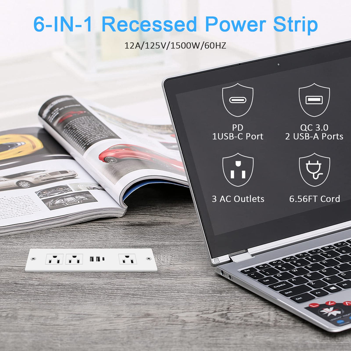 HEZI USB-C PD port delivering up to 20W at the workspace.