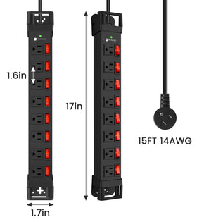 HEZI wide spaced outlets accommodating bulky adapters without blocking neighbors