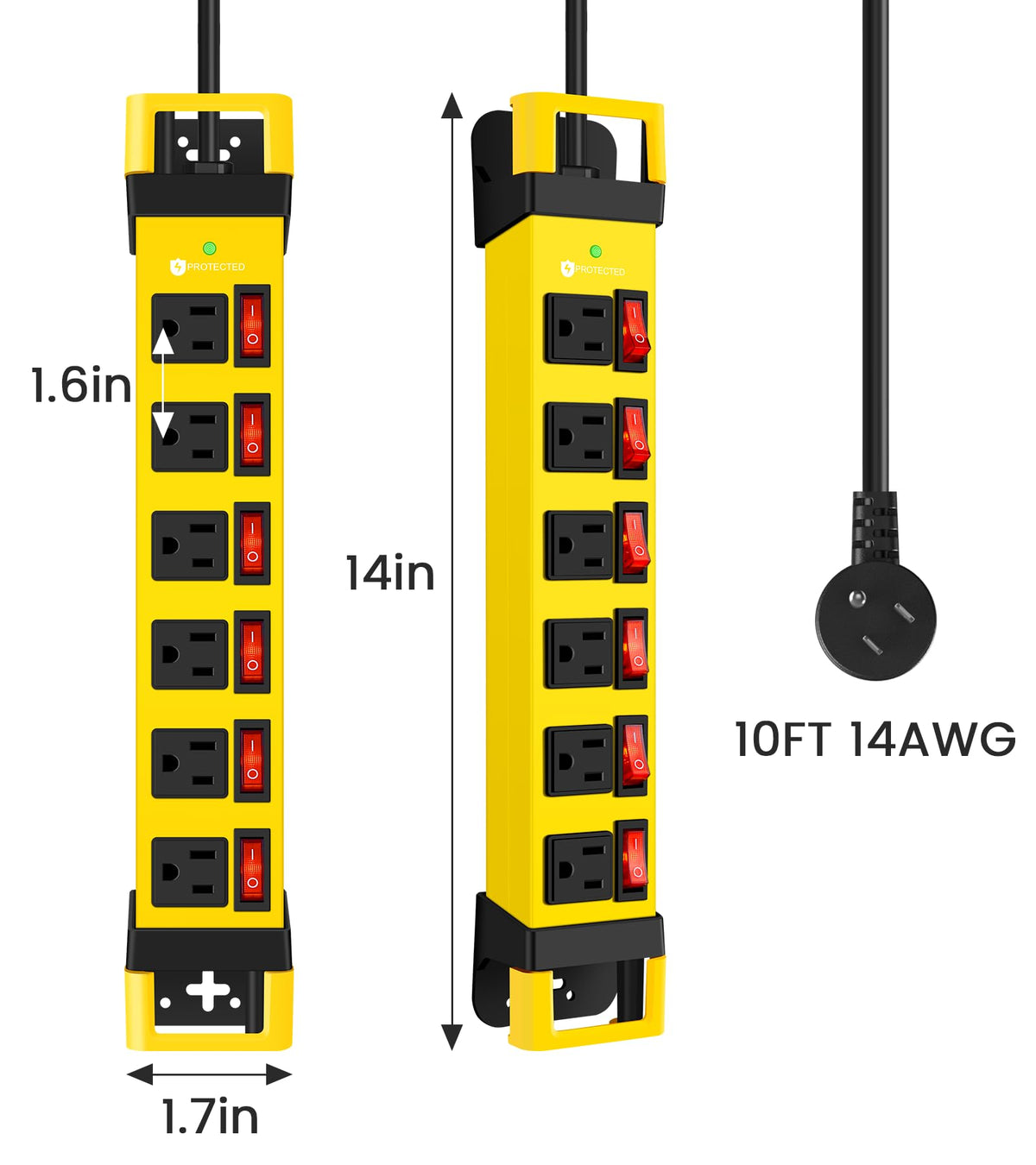 HEZI yellow exterior makes the power strip easy to locate among cables.