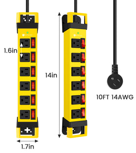 HEZI yellow exterior makes the power strip easy to locate among cables.