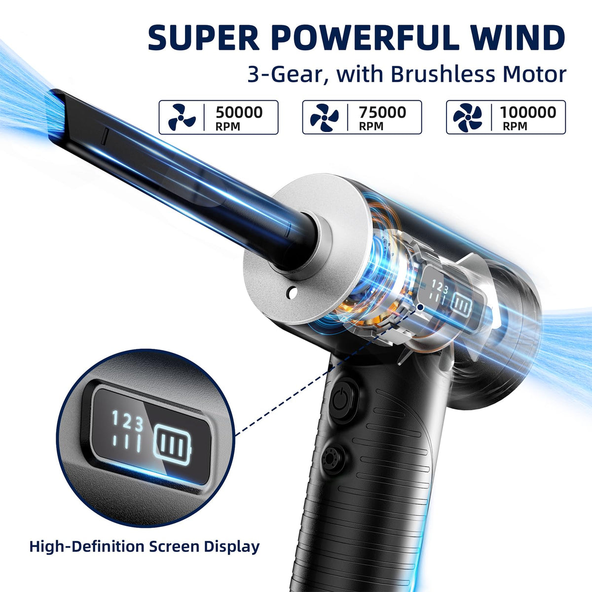 HFTEK air duster kit includes 5 nozzles and 3 brushes for versatility.