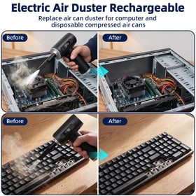HFTEK cordless air blower with 3 gear settings for customizable airflow.
